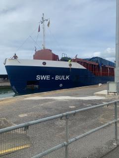 Big vessel coming through the locks at Shoreham Harbour